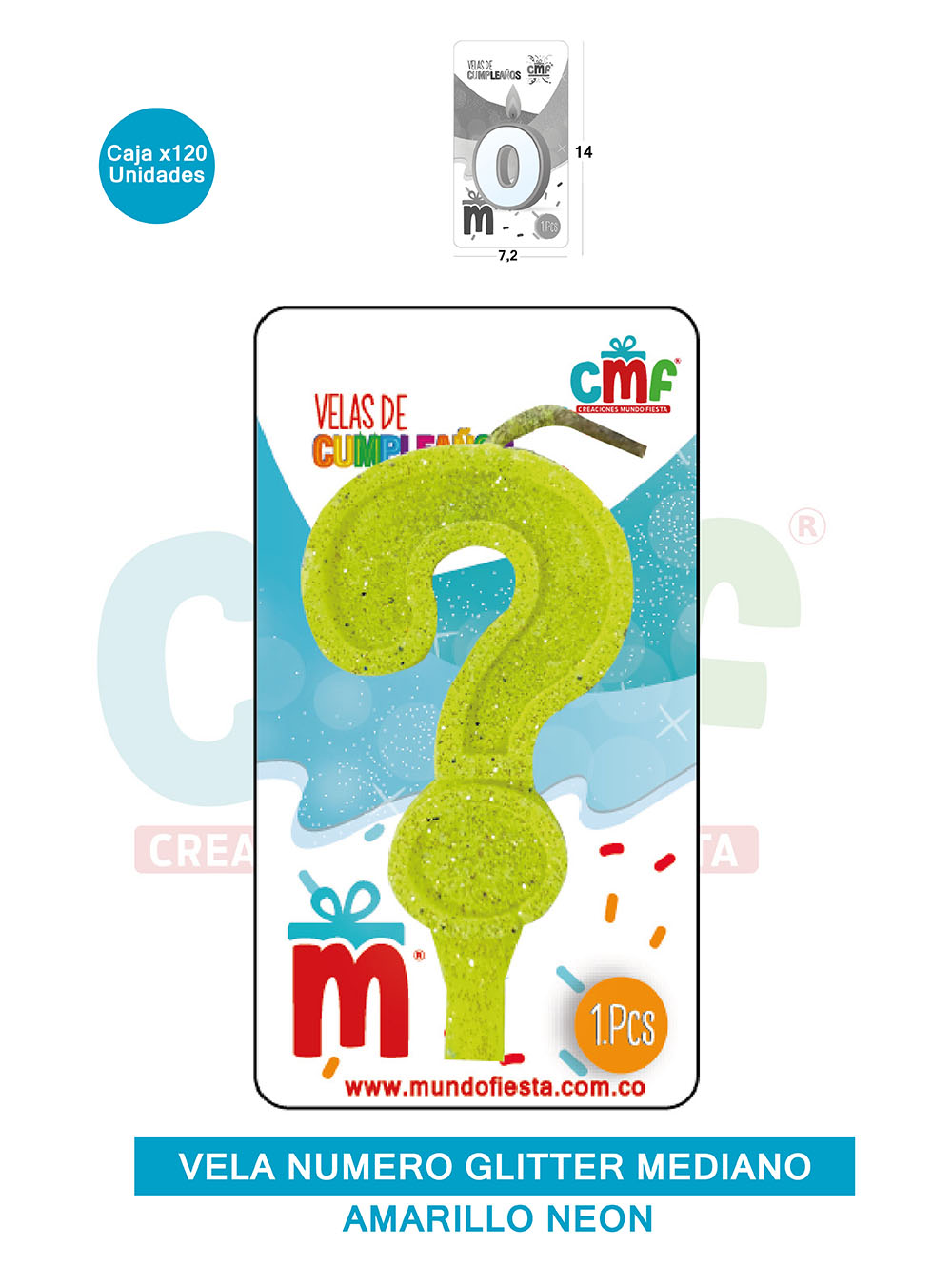 VELA ESCARCHADA  NUMERO MEDIANO AMARILLO NEON ?