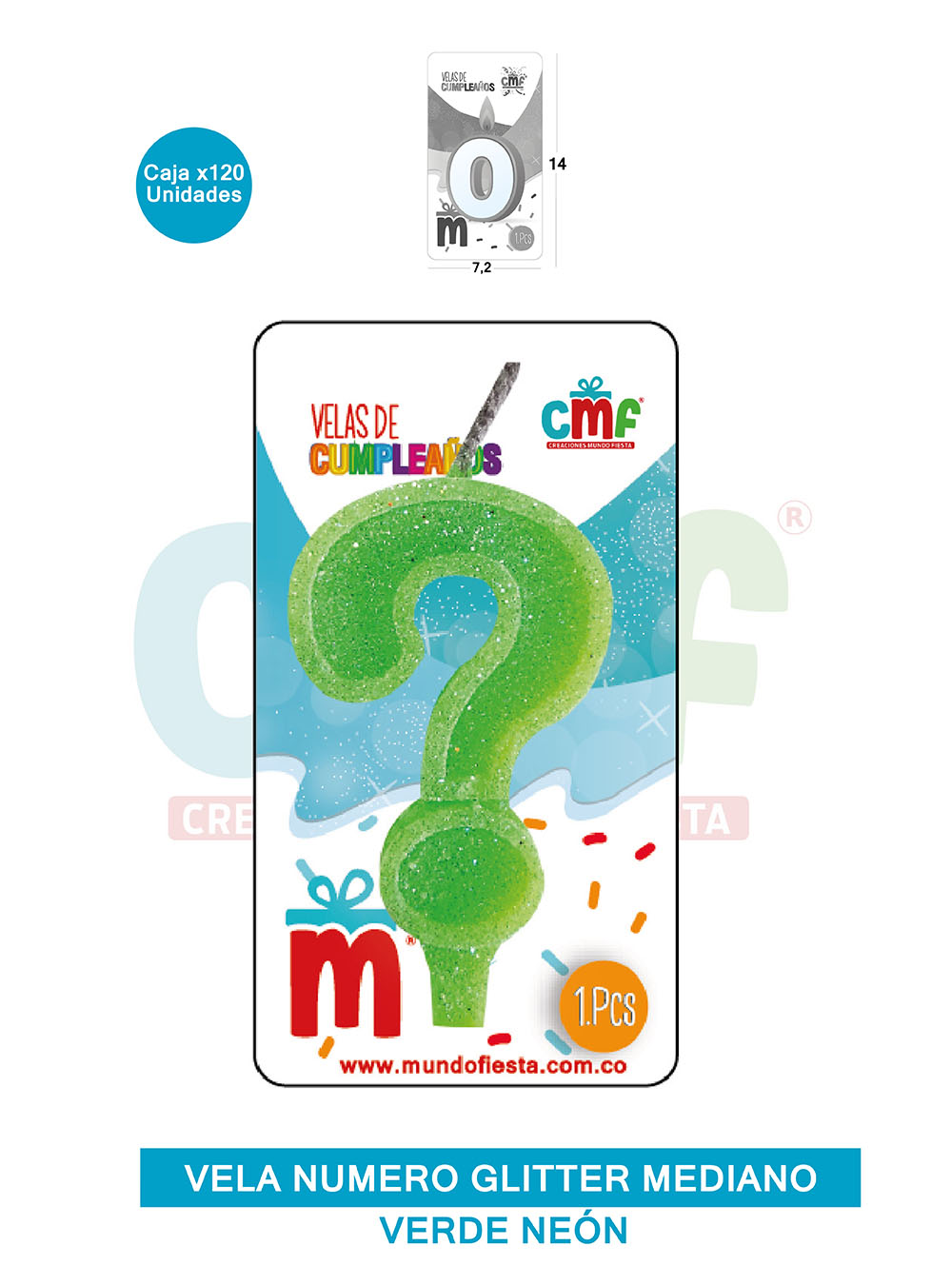 VELA ESCARCHADA  NUMERO MEDIANO VERDE NEON ?
