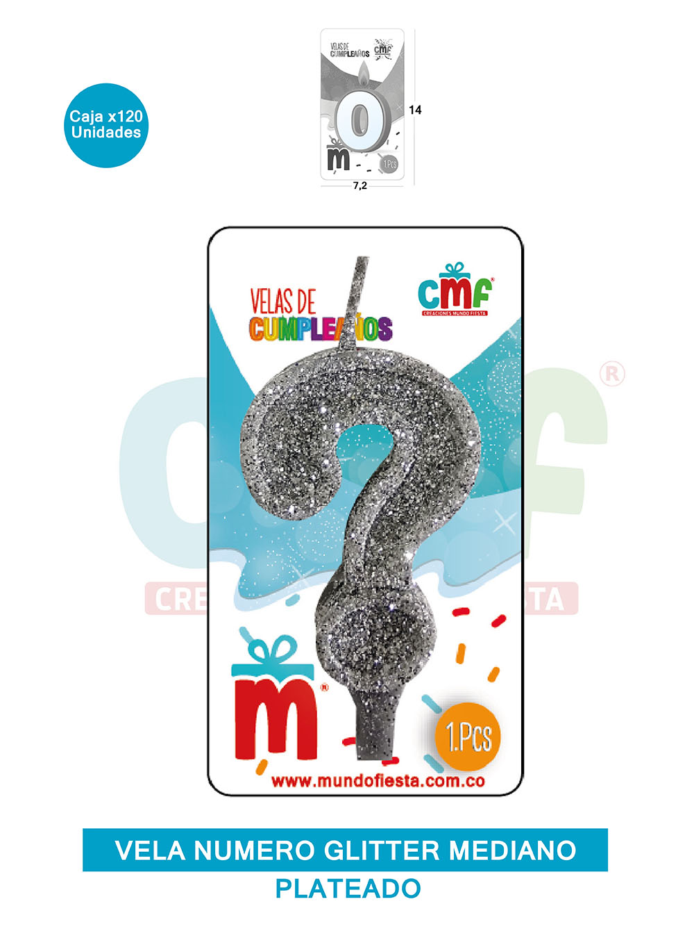 VELA ESCARCHADA  NUMERO MEDIANO PLATEADO ?