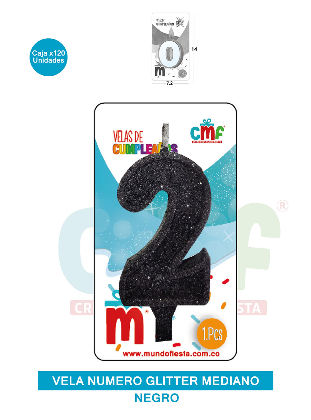 VELA ESCARCHADA  NUMERO MEDIANO NEGRO 2