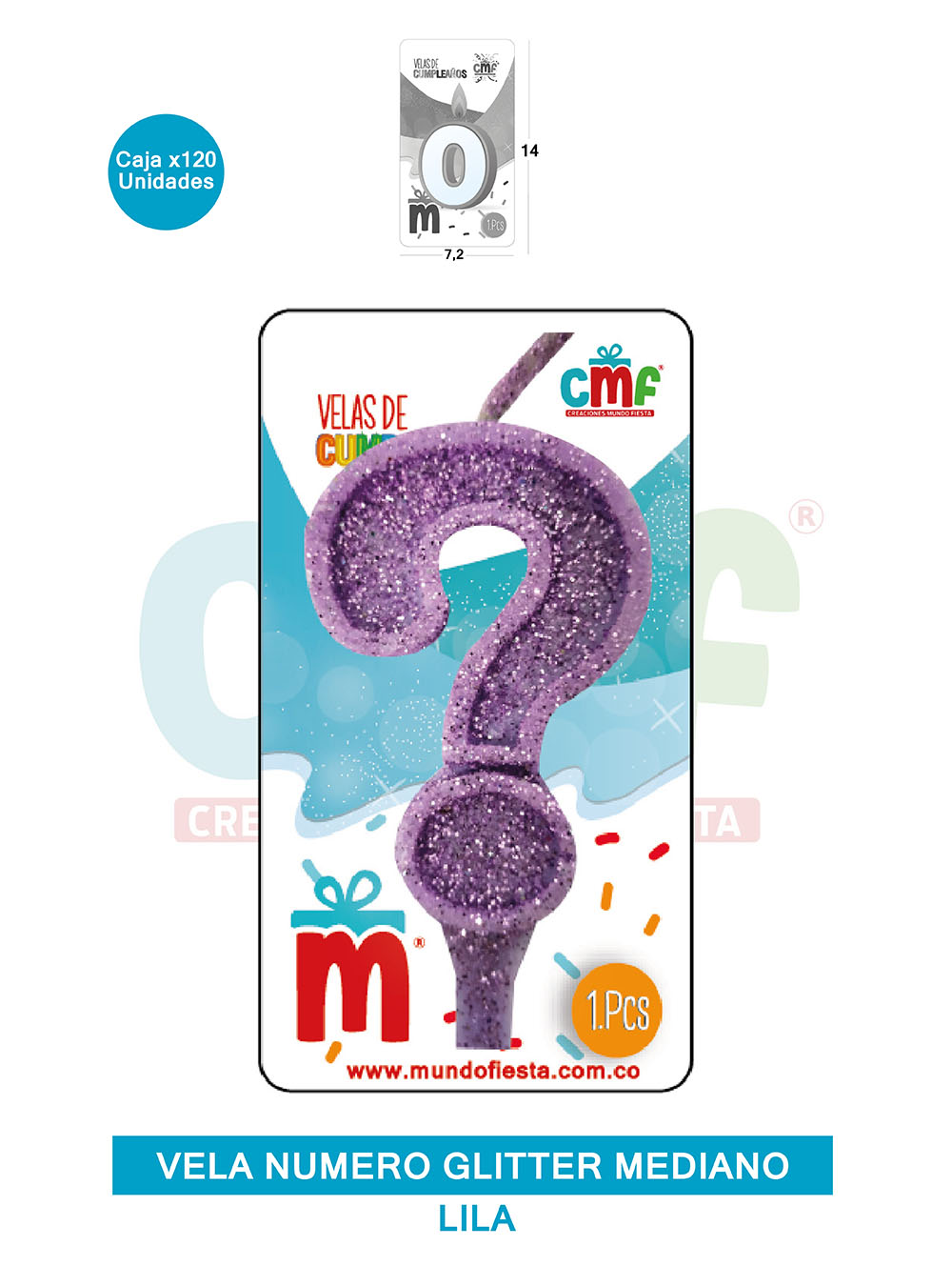 VELA ESCARCHADA  NUMERO MEDIANO LILA ?