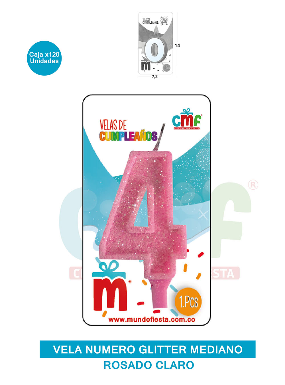 VELA ESCARCHADA  NUMERO MEDIANO ROSADO SUAVE 4