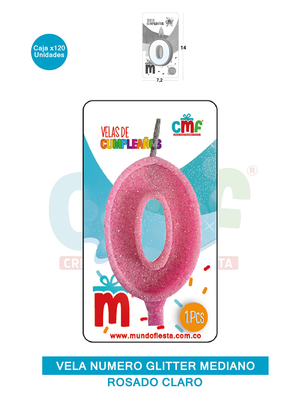 VELA ESCARCHADA  NUMERO MEDIANO ROSADO SUAVE 0