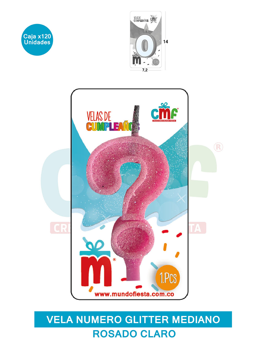 VELA ESCARCHADA  NUMERO MEDIANO ROSADO SUAVE ?