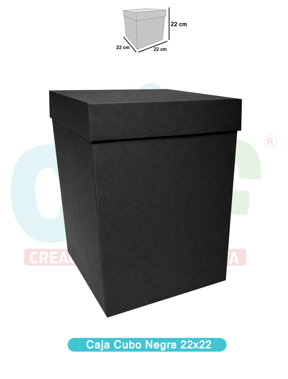CAJA CUBO 22X22 NEGRA 