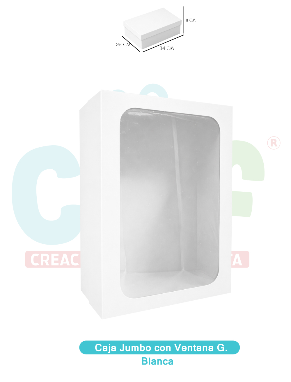CAJA JUMBO GRANDE CON VENTANA BLANCA 