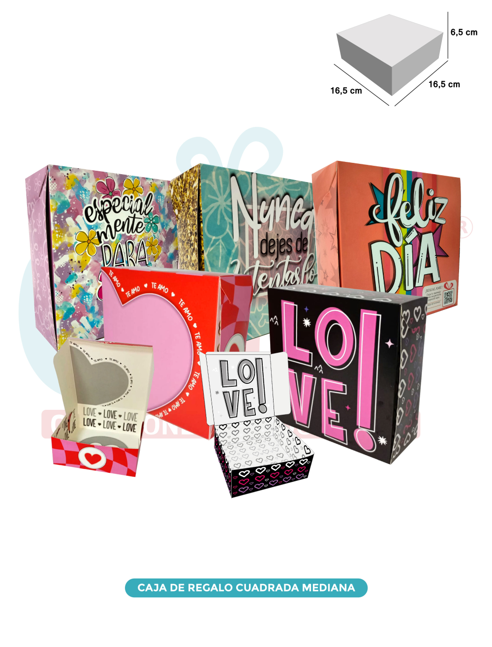 CAJA REGALO CUADRADA MEDIANA X4