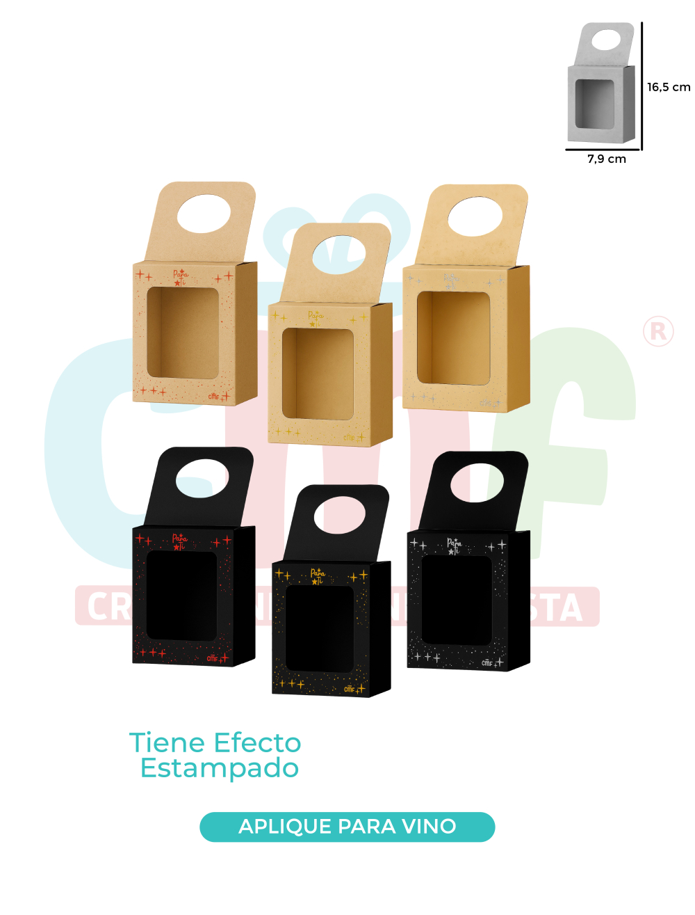 CAJA APLIQUE VINO X4 