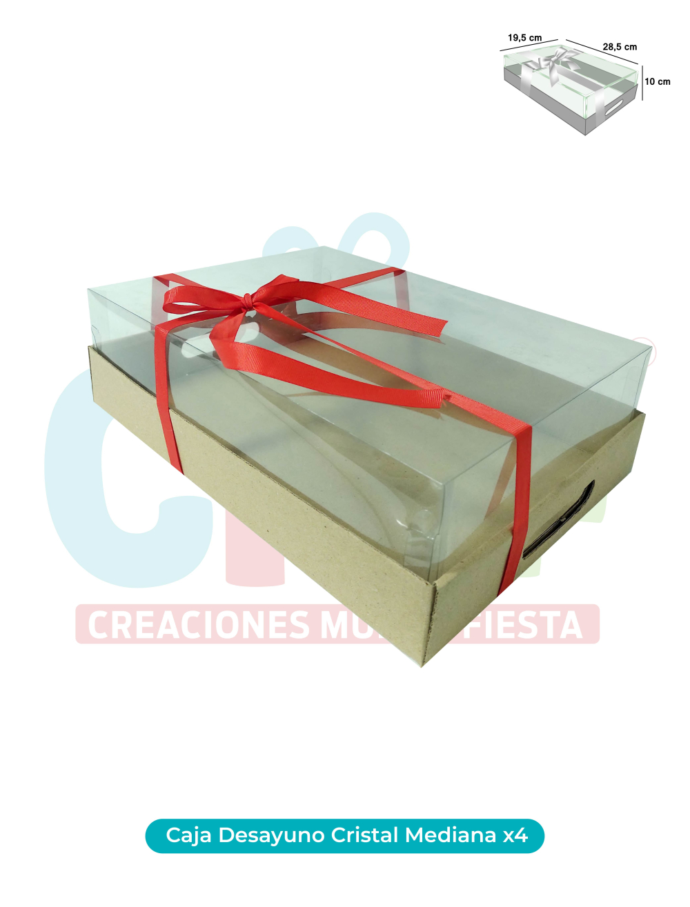 CAJA DESAYUNO CRISTAL MEDIANA X 4 