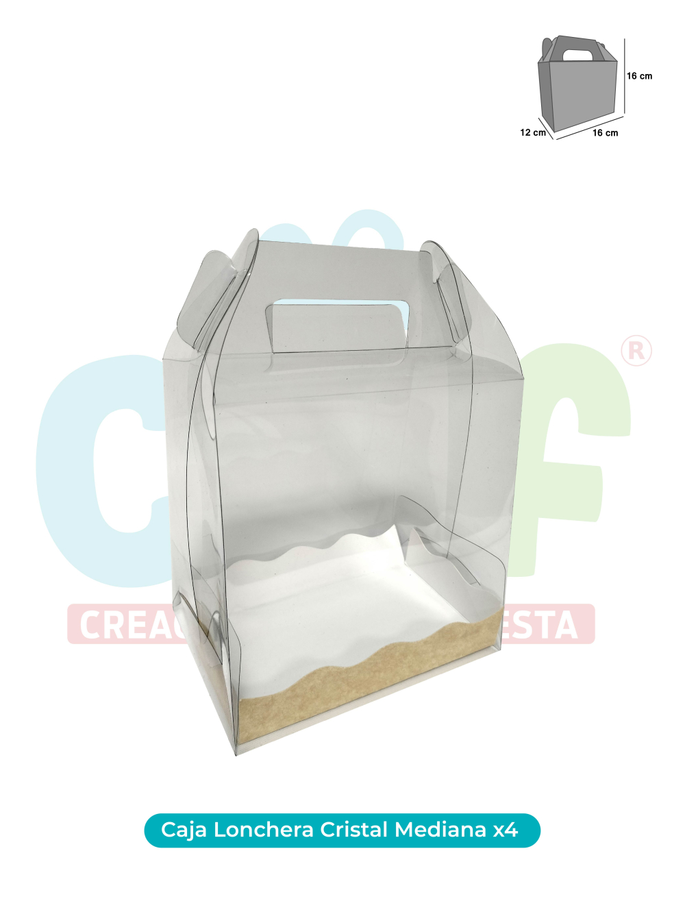 CAJA LONCHERA CRISTAL MEDIANA  x4
