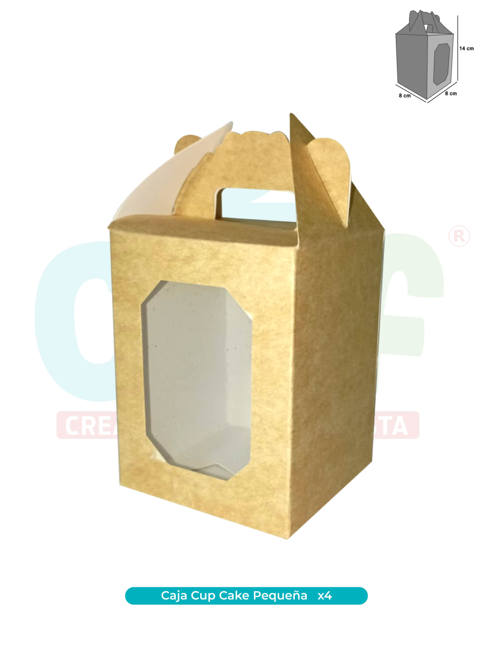 CAJA CUP CAKE PEQUEÑA  x4