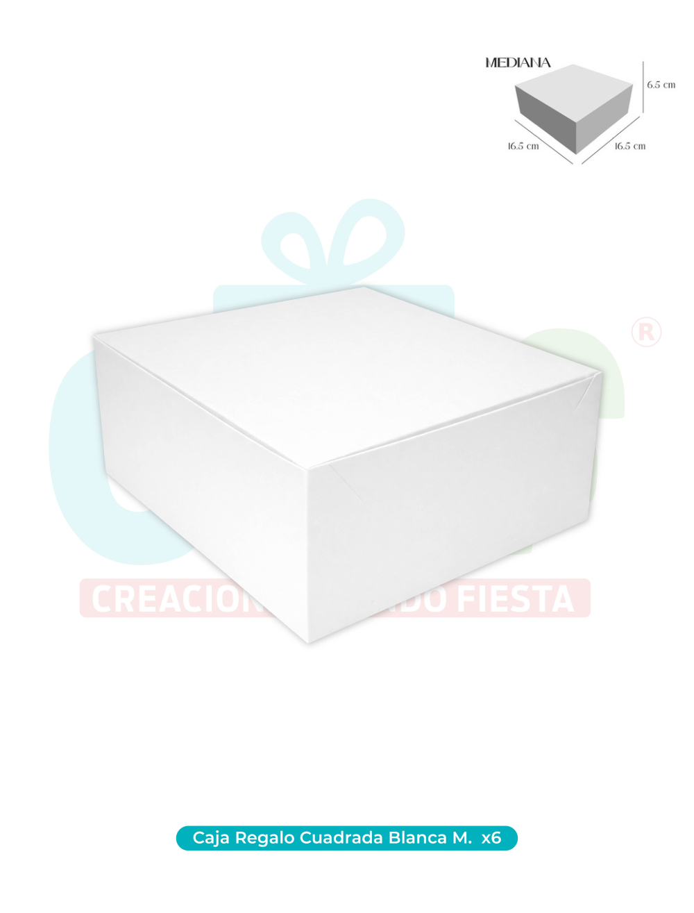 CAJA REGALO CUADRADA  MEDIANA BLANCA x6 