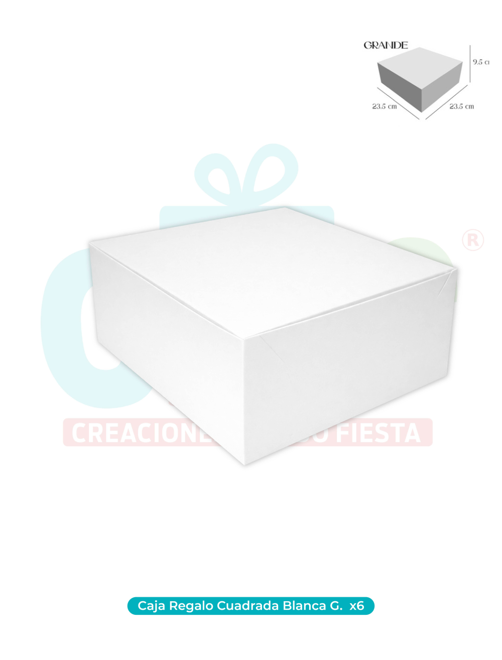 CAJA REGALO CUADRADA GRANDE BLANCA  x6