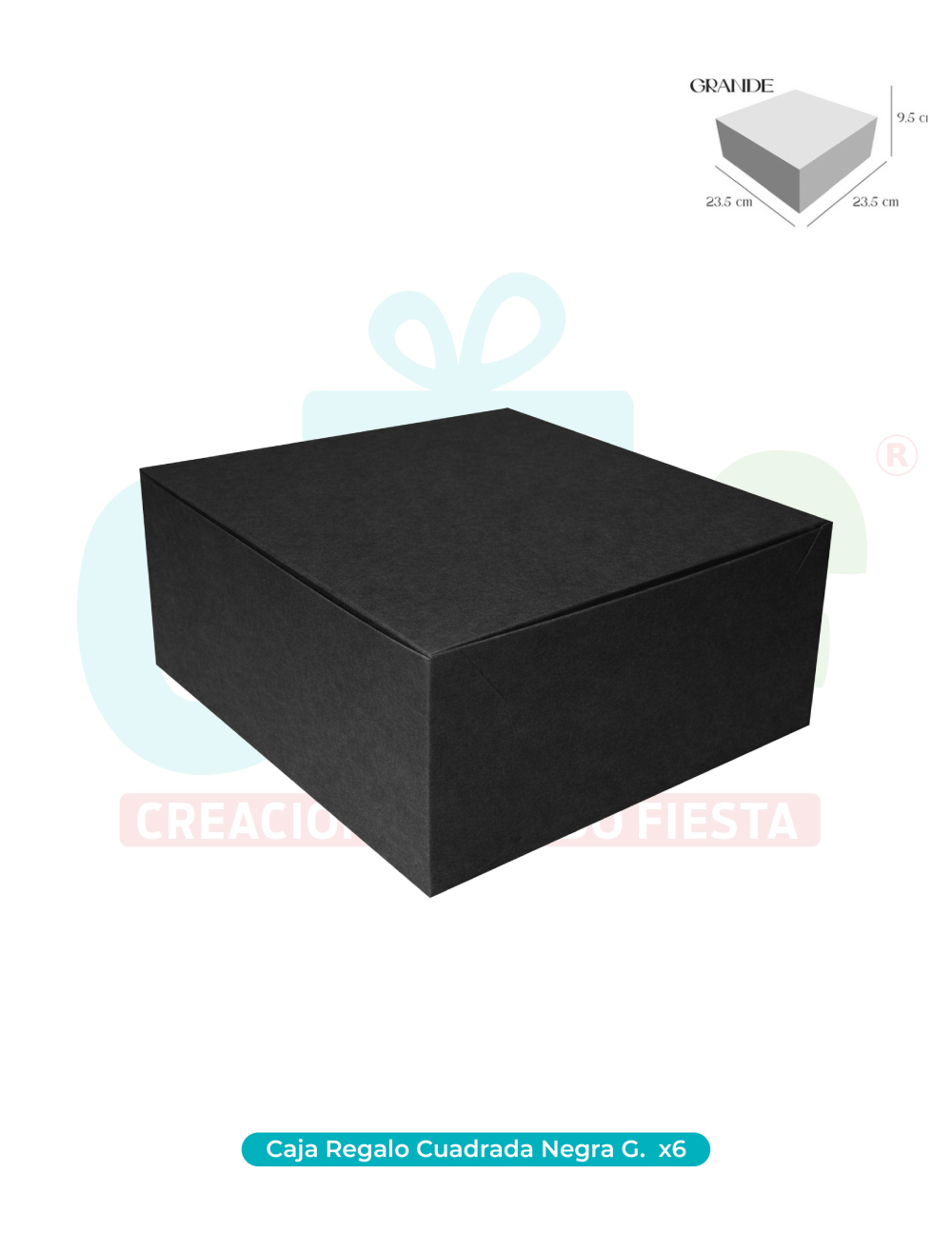 CAJA REGALO CUADRADA GRANDE NEGRA X6