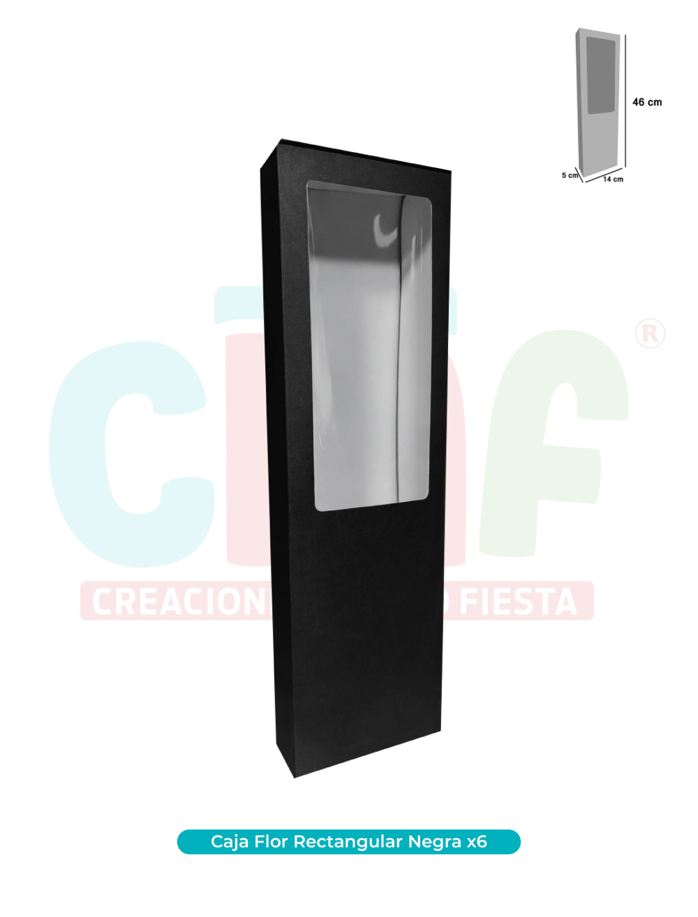 CAJA FLOR RECTANGULAR NEGRA X6