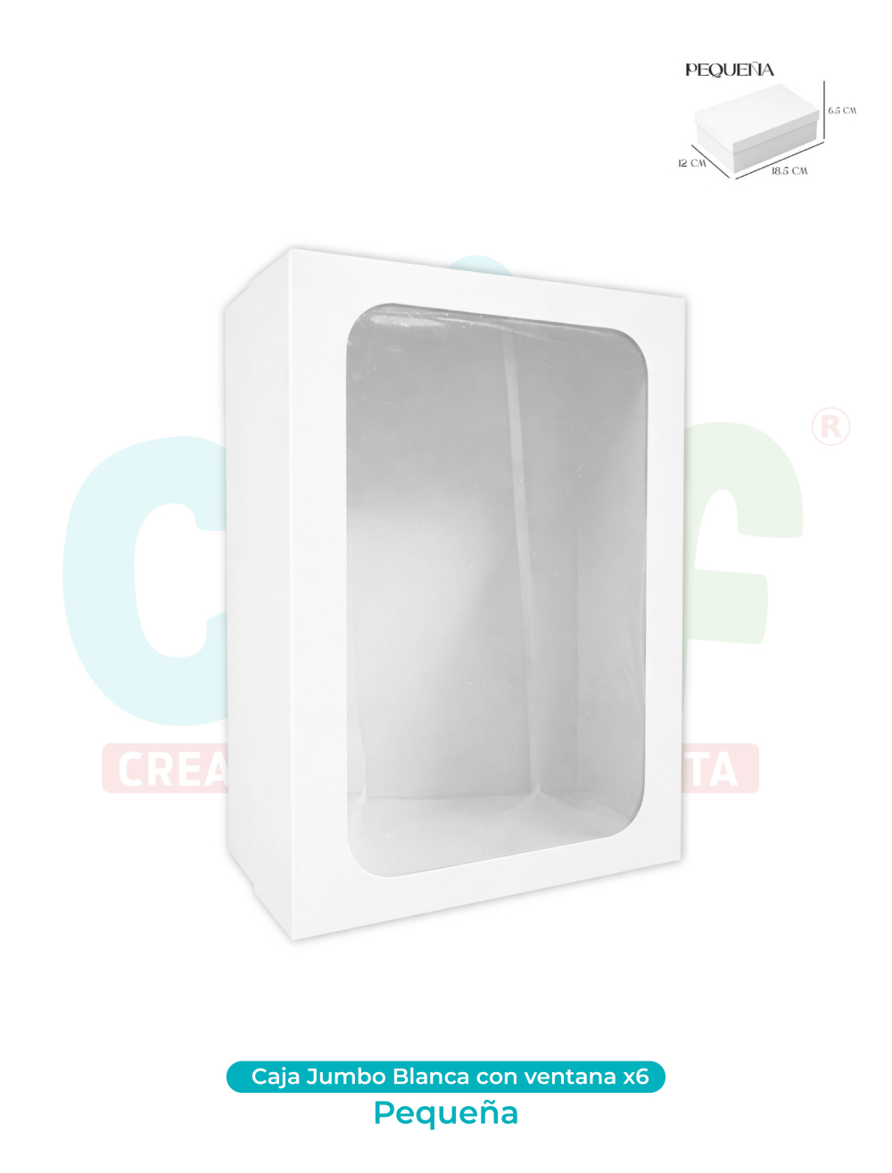 CAJA JUMBO PEQUEÑA CON VENTANA BLANCA X6