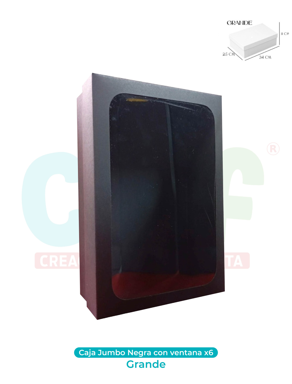 CAJA JUMBO GRANDE CON VENTANA NEGRA X6