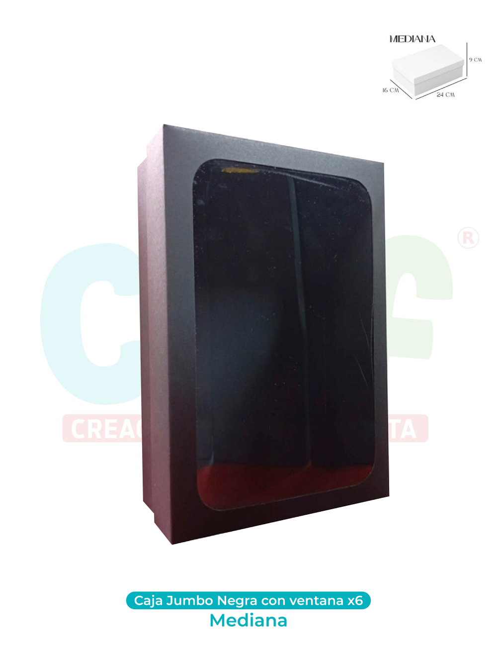 CAJA JUMBO MEDIANA CON VENTANA NEGRA X6