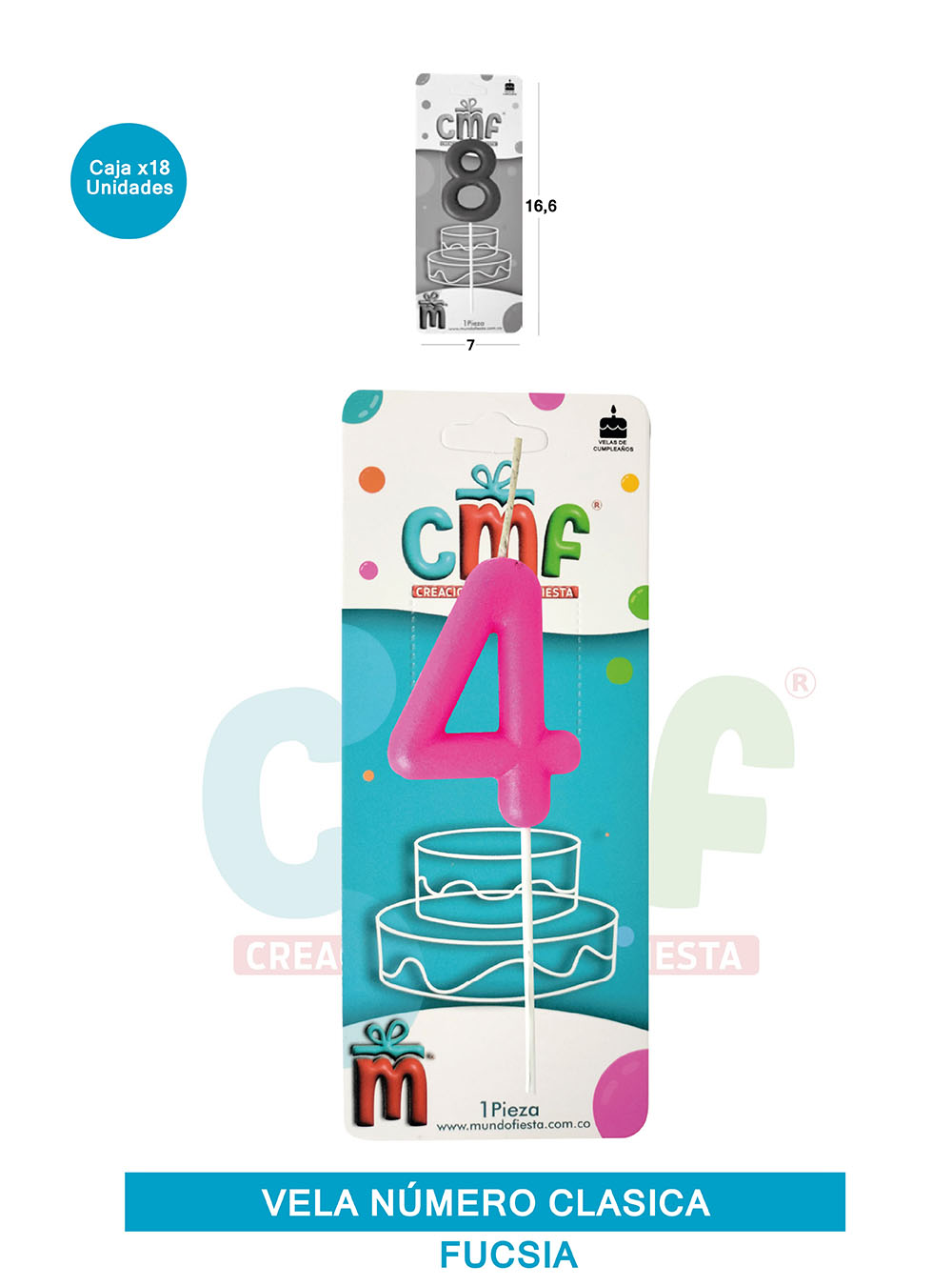 VELA NUMERO CLASICA MEDIANA FUCSIA 4