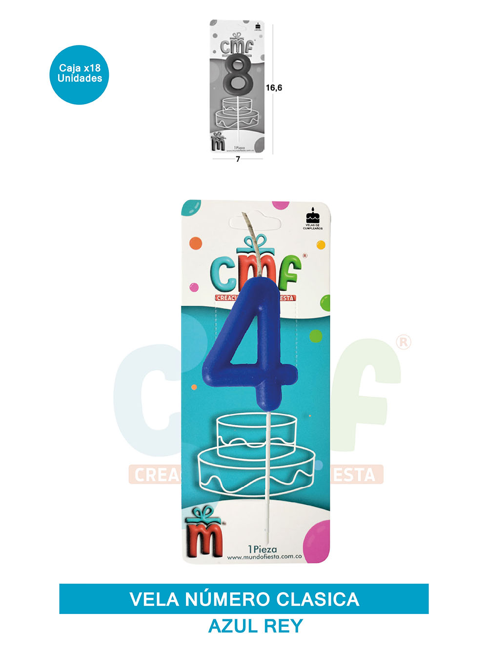 VELA NUMERO CLASICA MEDIANA AZUL 4