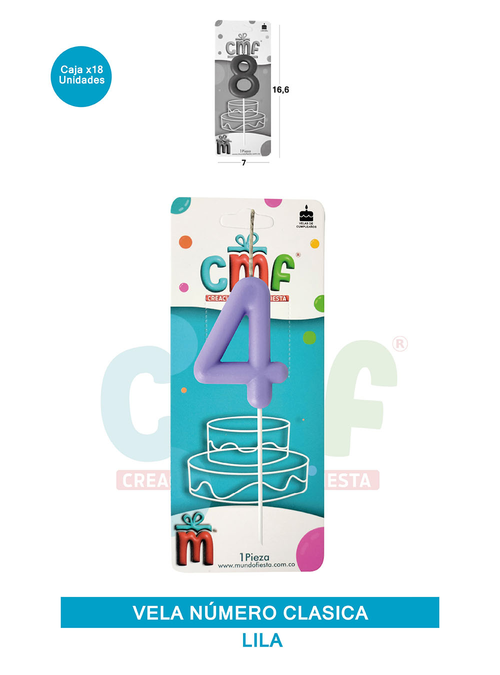 VELA NUMERO CLASICA MEDIANA LILA 4