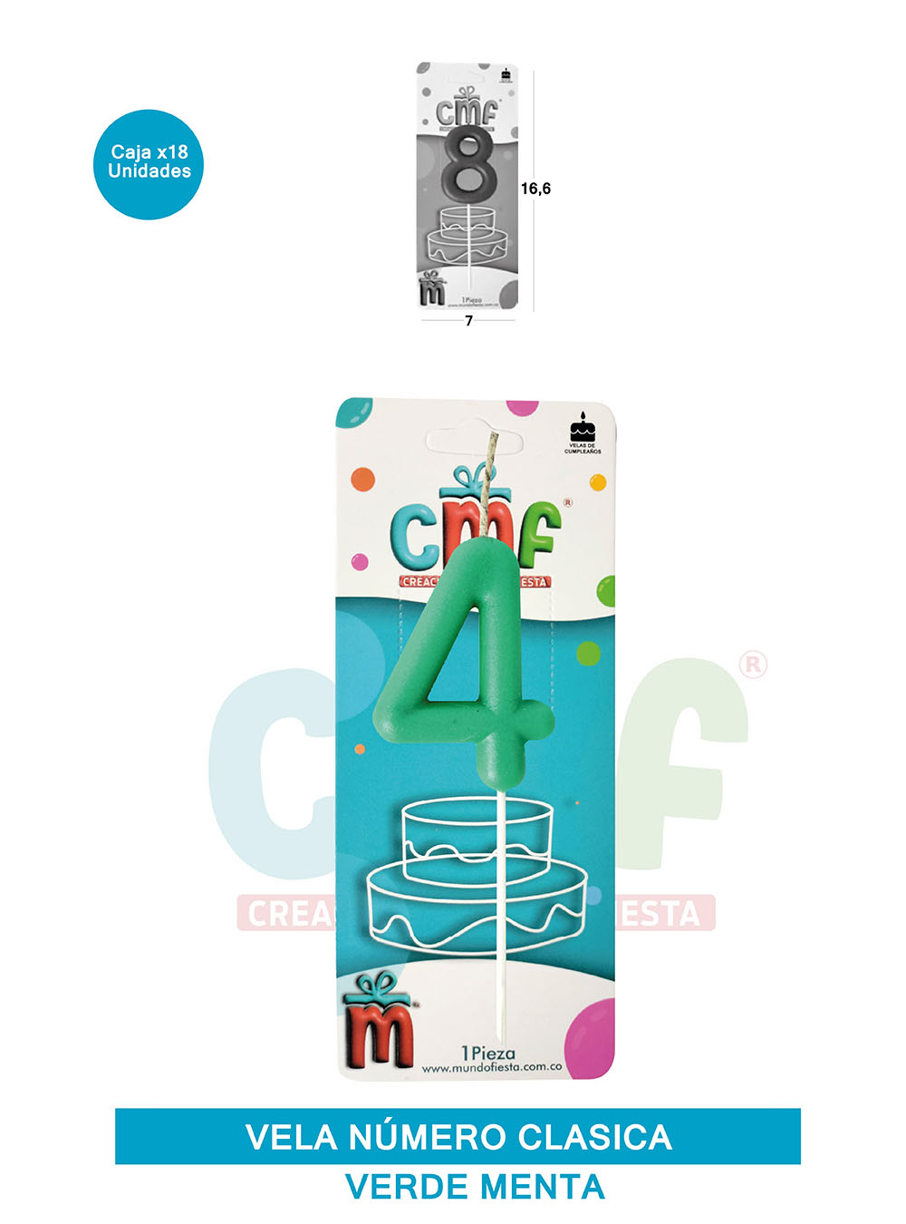 VELA NUMERO CLASICA MEDIANA VERDE MENTA 4