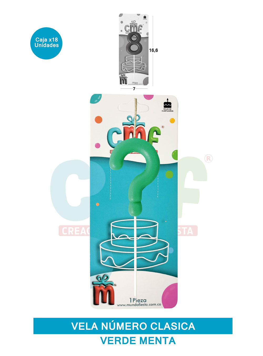 VELA NUMERO CLASICA MEDIANA VERDE MENTA ?