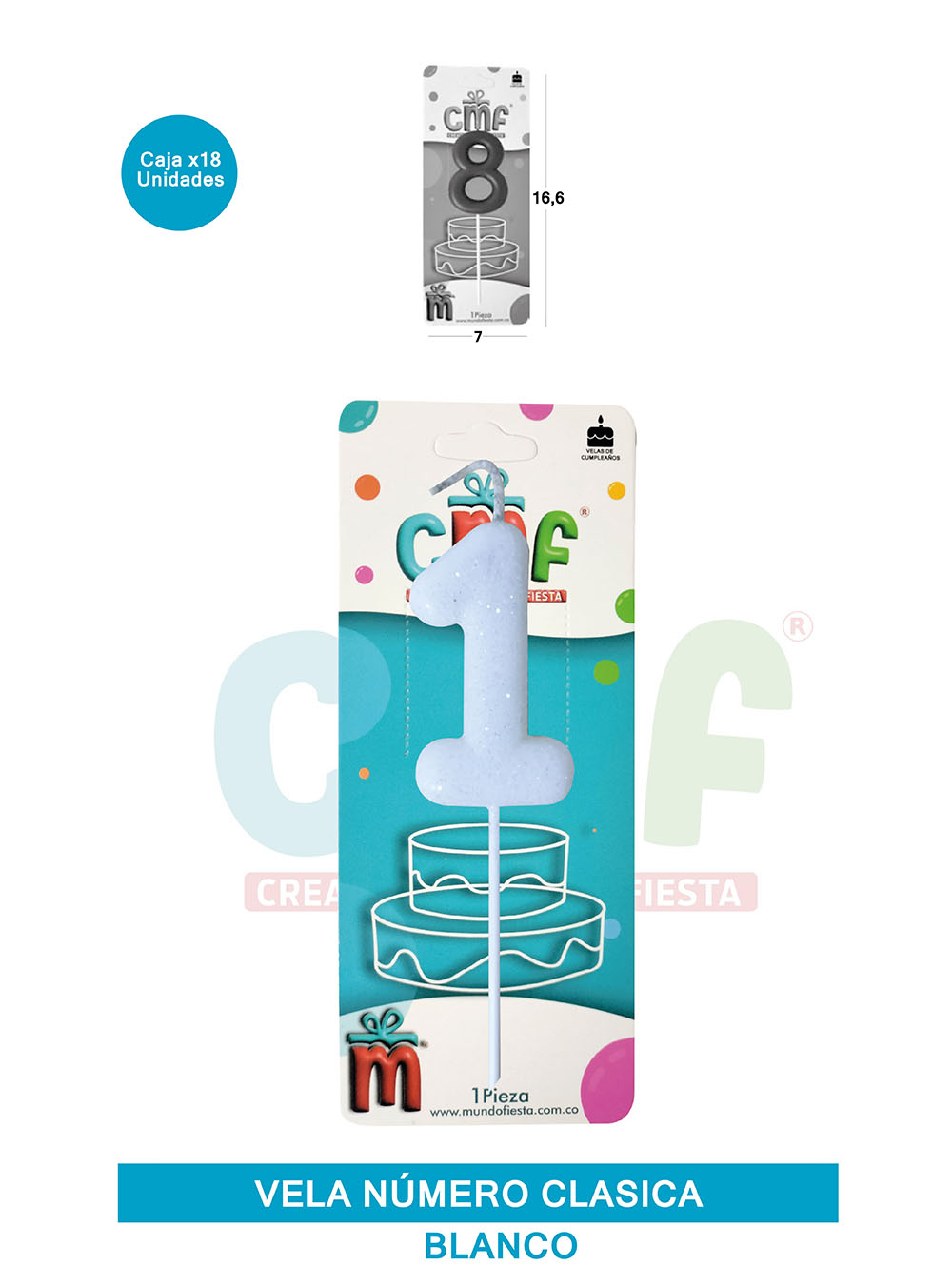 VELA NUMERO CLASICA MEDIANA BLANCO 1
