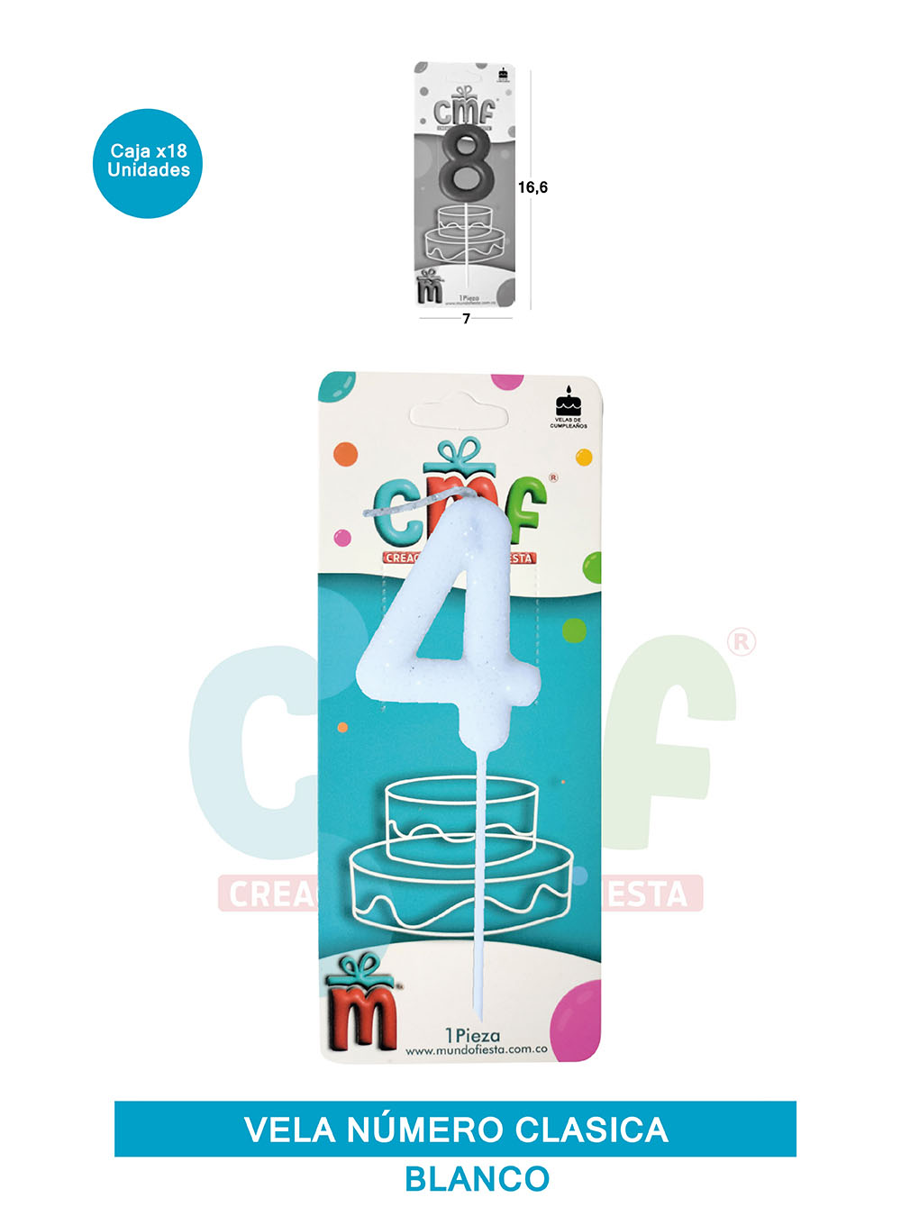 VELA NUMERO CLASICA MEDIANA BLANCO 4