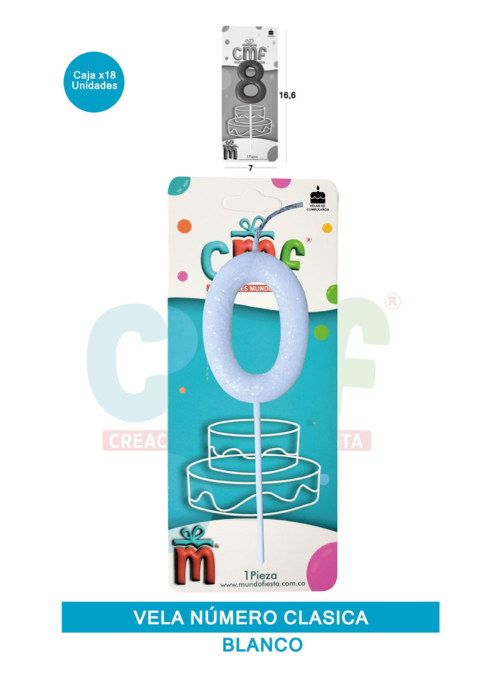 VELA NUMERO CLASICA MEDIANA BLANCO 0
