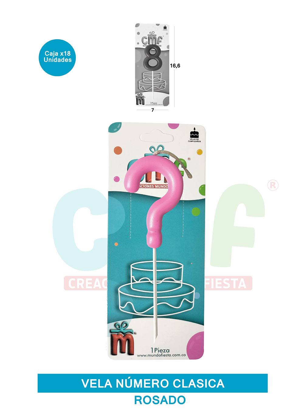 VELA NUMERO CLASICA MEDIANA ROSADO ?