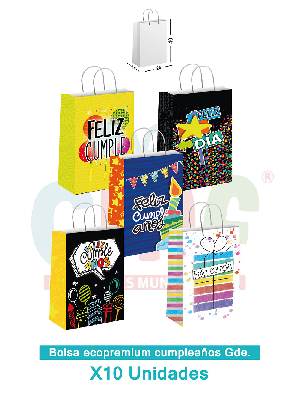 BOLSA ECOPREMIUM GRANDE X10  CUMPLEAÑOS