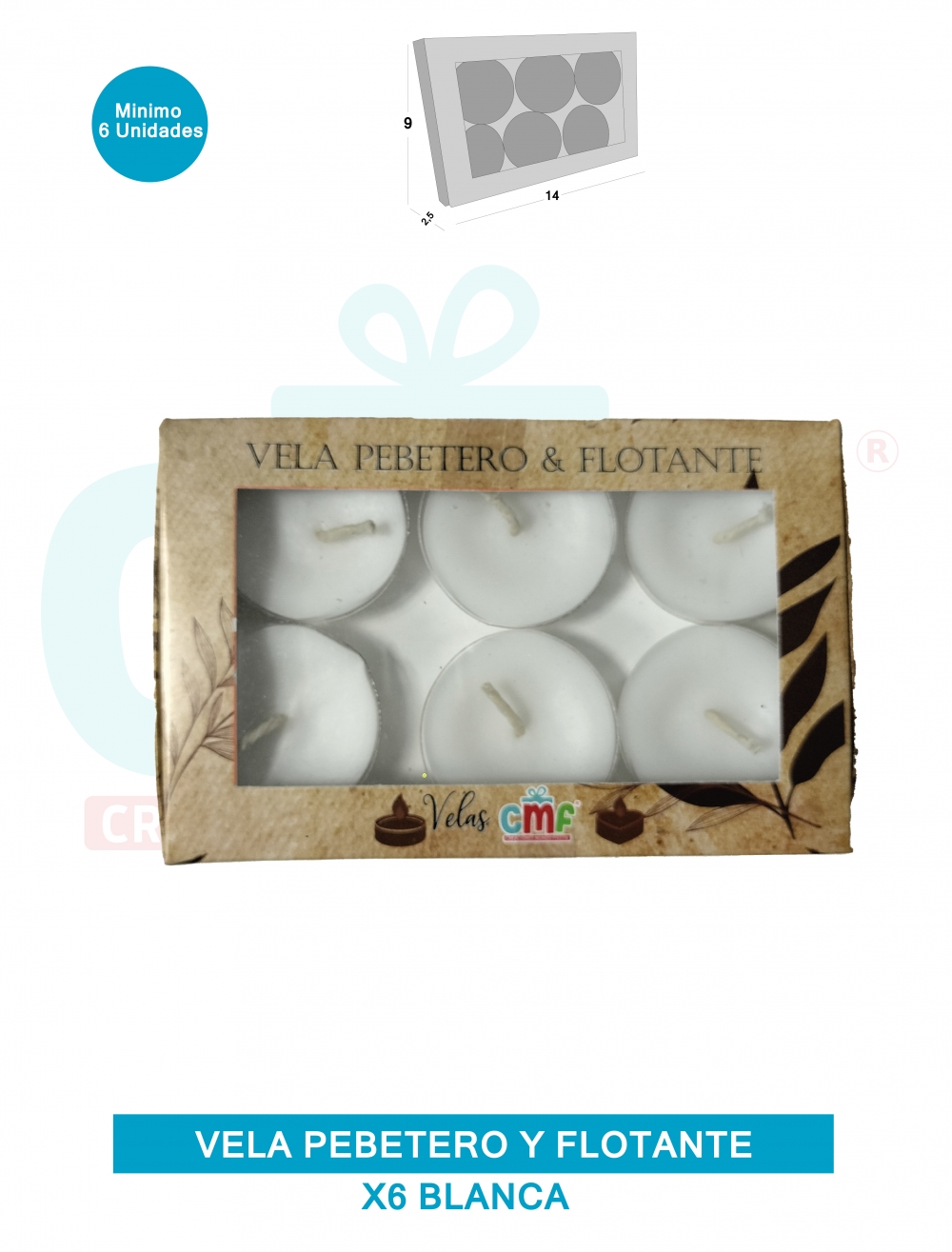 VELA PEBETERO Y FLOTANTE  VELA CIRCULO X6 BLANCO