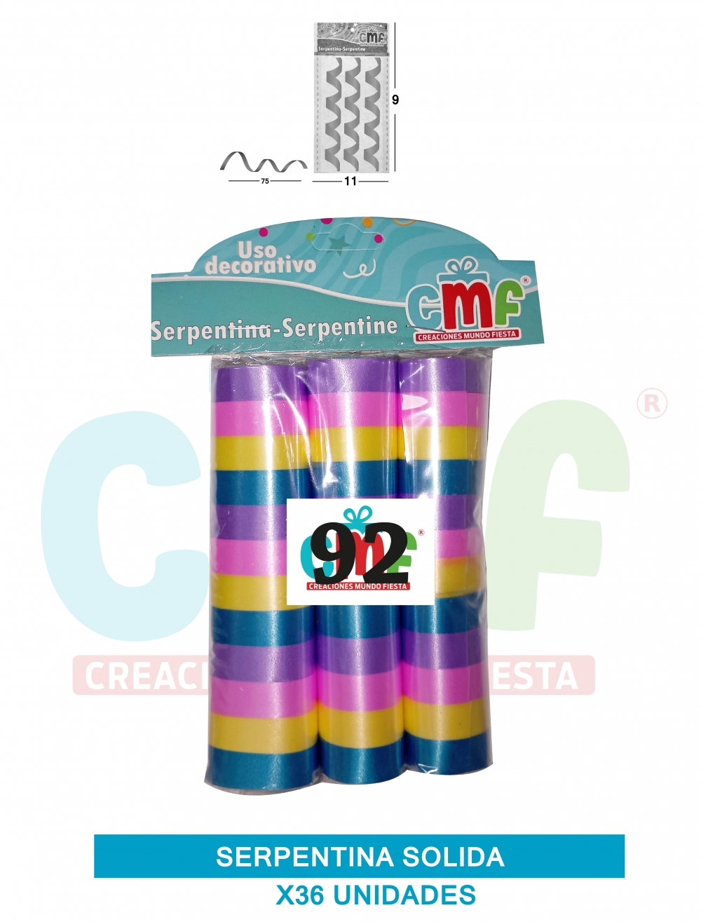SERPENTINA SOLIDA X 36 MULTICOLOR A 92