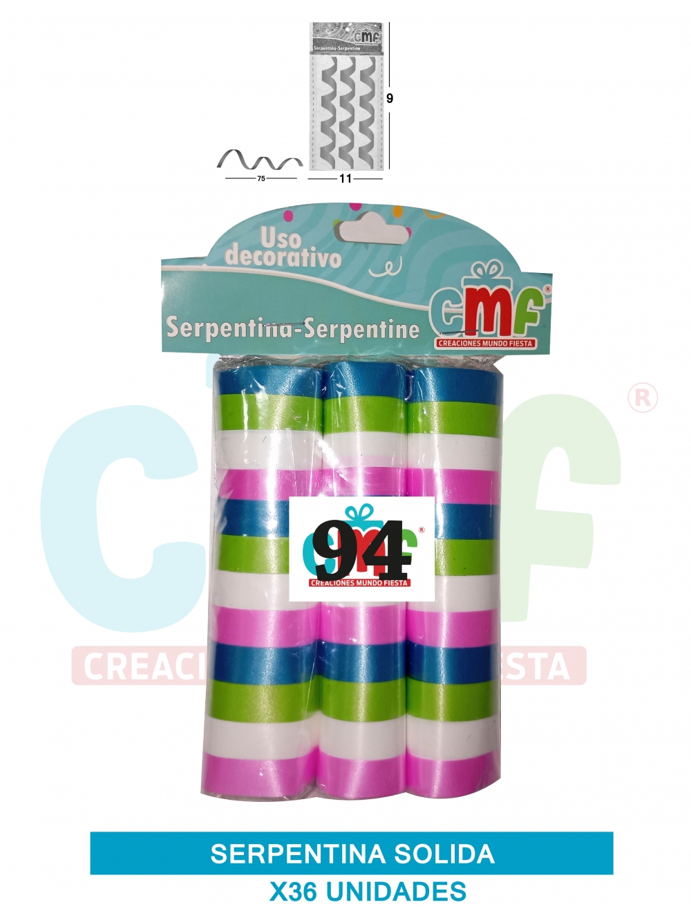 SERPENTINA SOLIDA X 36 MULTICOLOR A 94