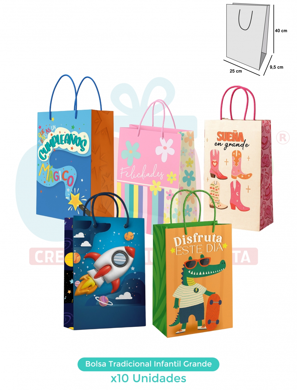BOLSA REGALO TRADICIONAL GRANDE X10 TRADICIONAL X 10 UNDS INFANTIL
