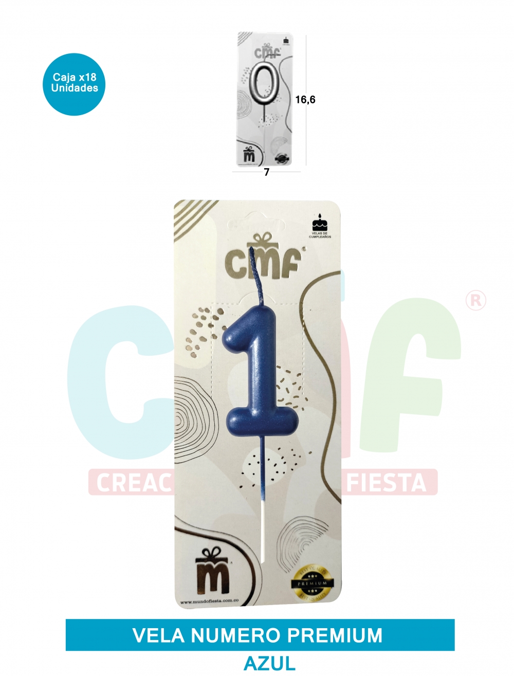 VELA NUMERO PREMIUM AZUL  1