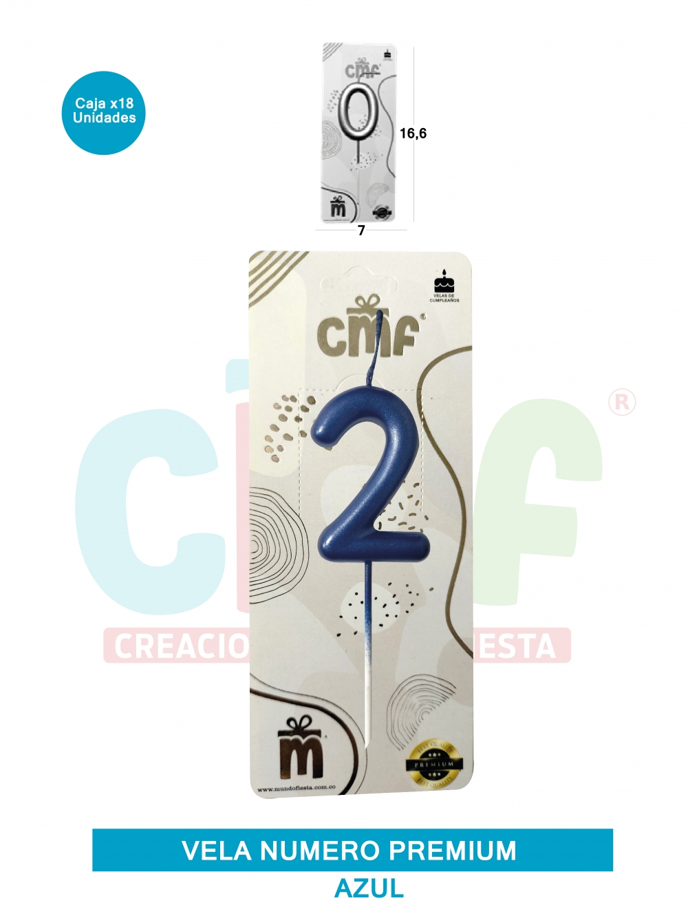 VELA NUMERO PREMIUM AZUL  2