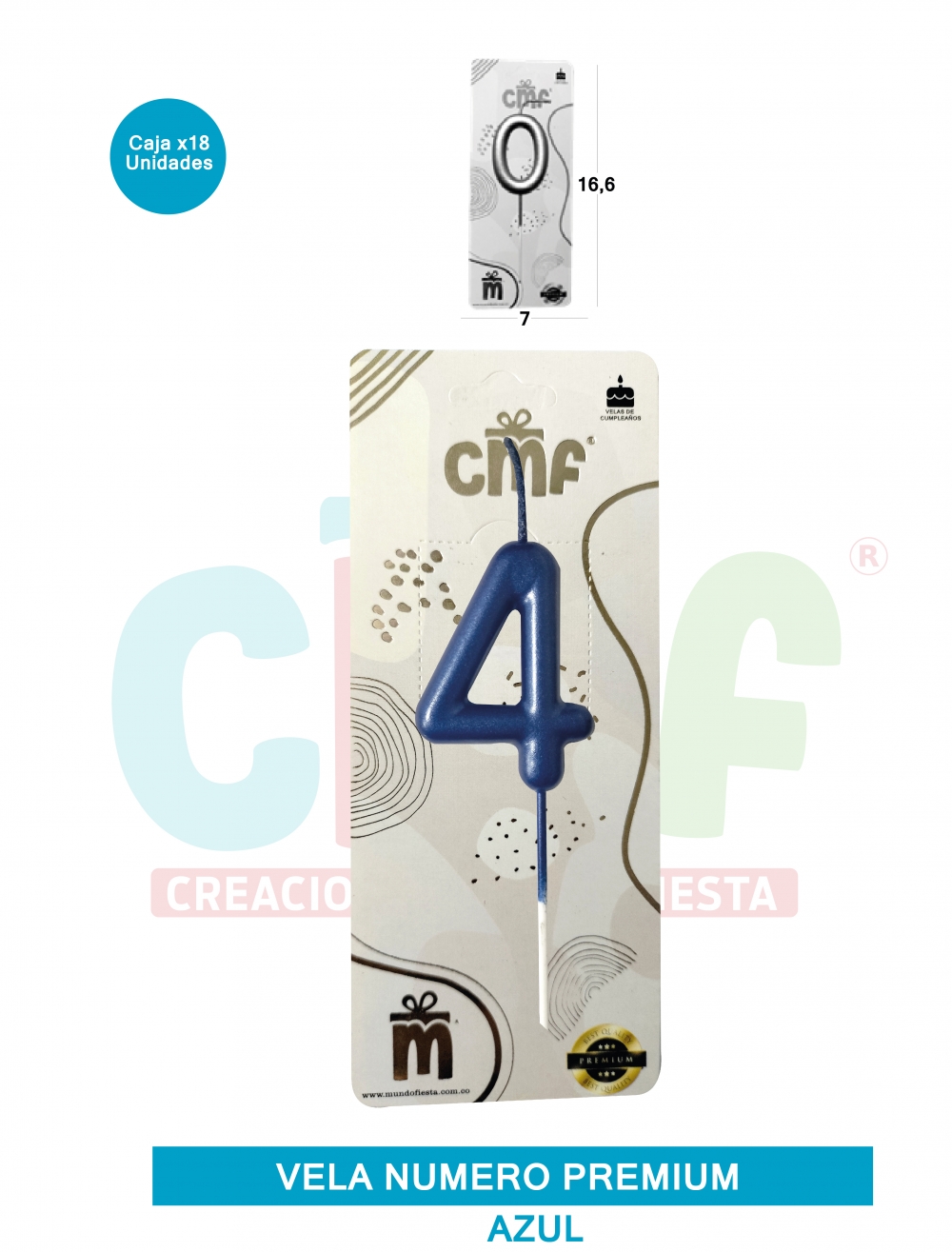 VELA NUMERO PREMIUM AZUL  4
