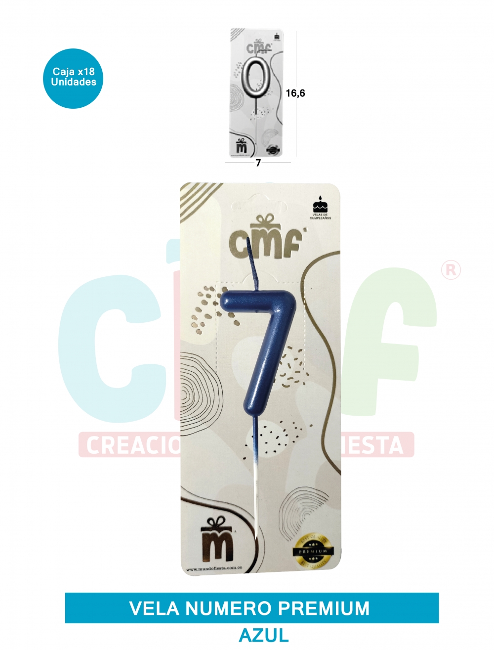 VELA NUMERO PREMIUM AZUL  7