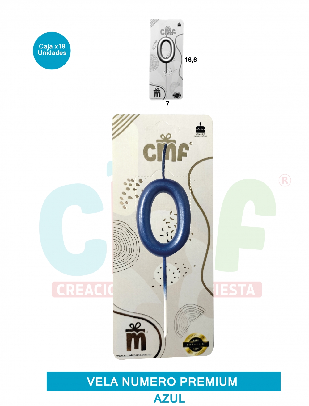 VELA NUMERO PREMIUM AZUL  0