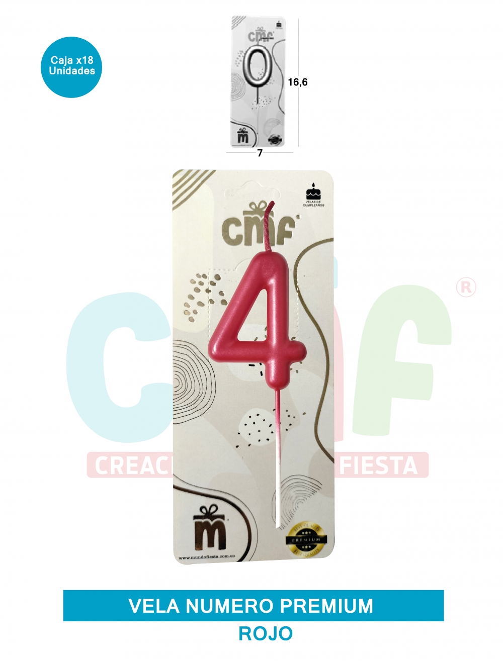 VELA NUMERO PREMIUM ROJO 4
