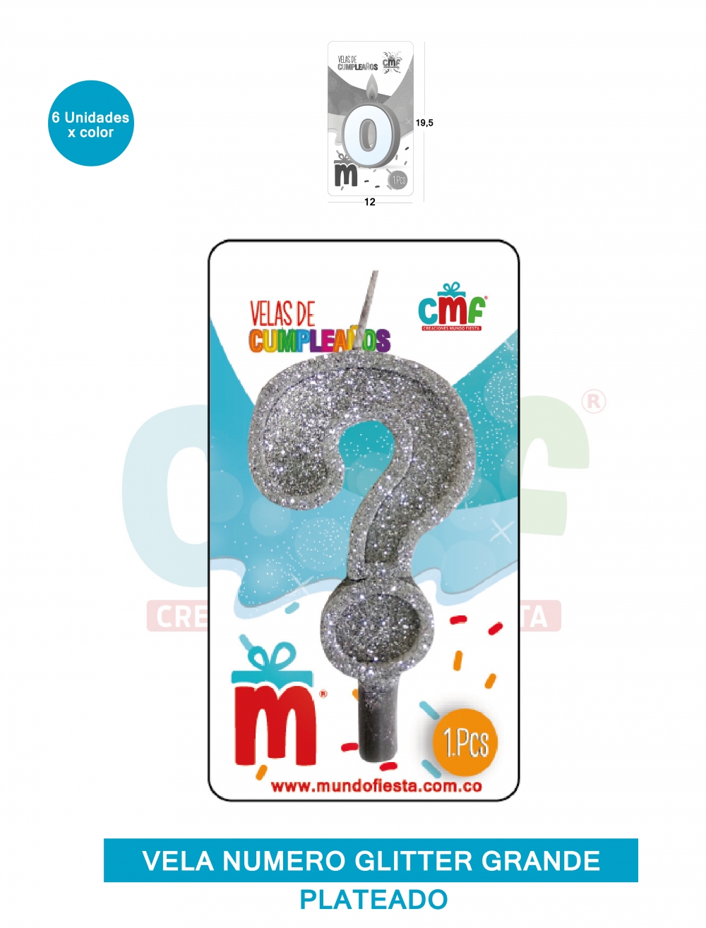 VELA ESCARCHADA NUMERO GRANDE  PLATEADO ?