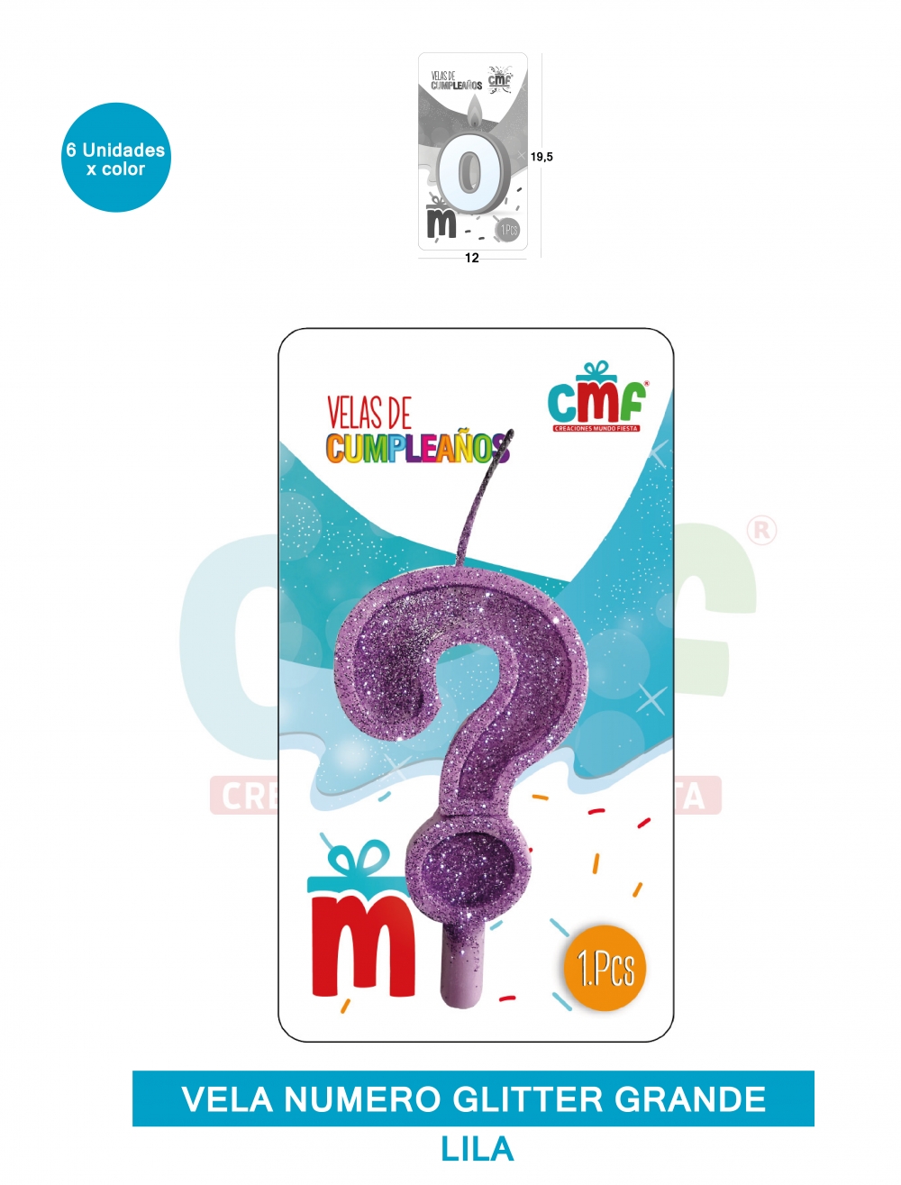 VELA ESCARCHADA NUMERO GRANDE  LILA ?