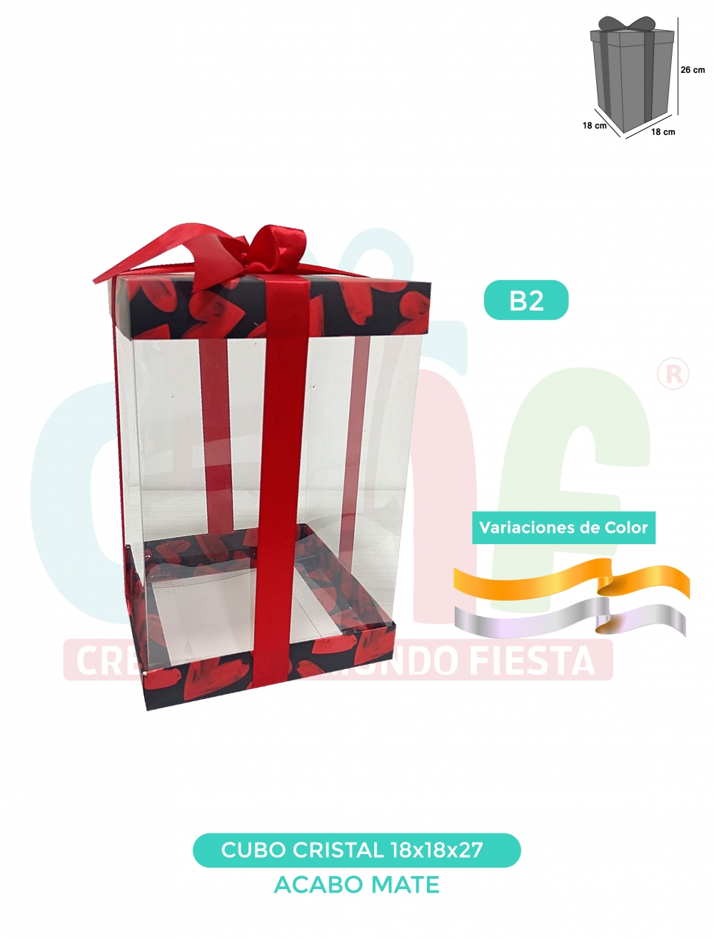 CAJA CUBO CRISTAL MEDIANA 18X18X27 MATE B2
