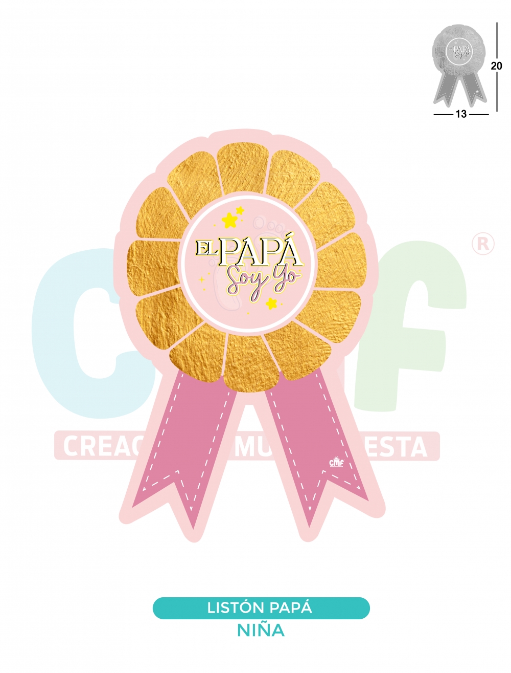 LISTON PAPA MEDALLA  ES NIÑA