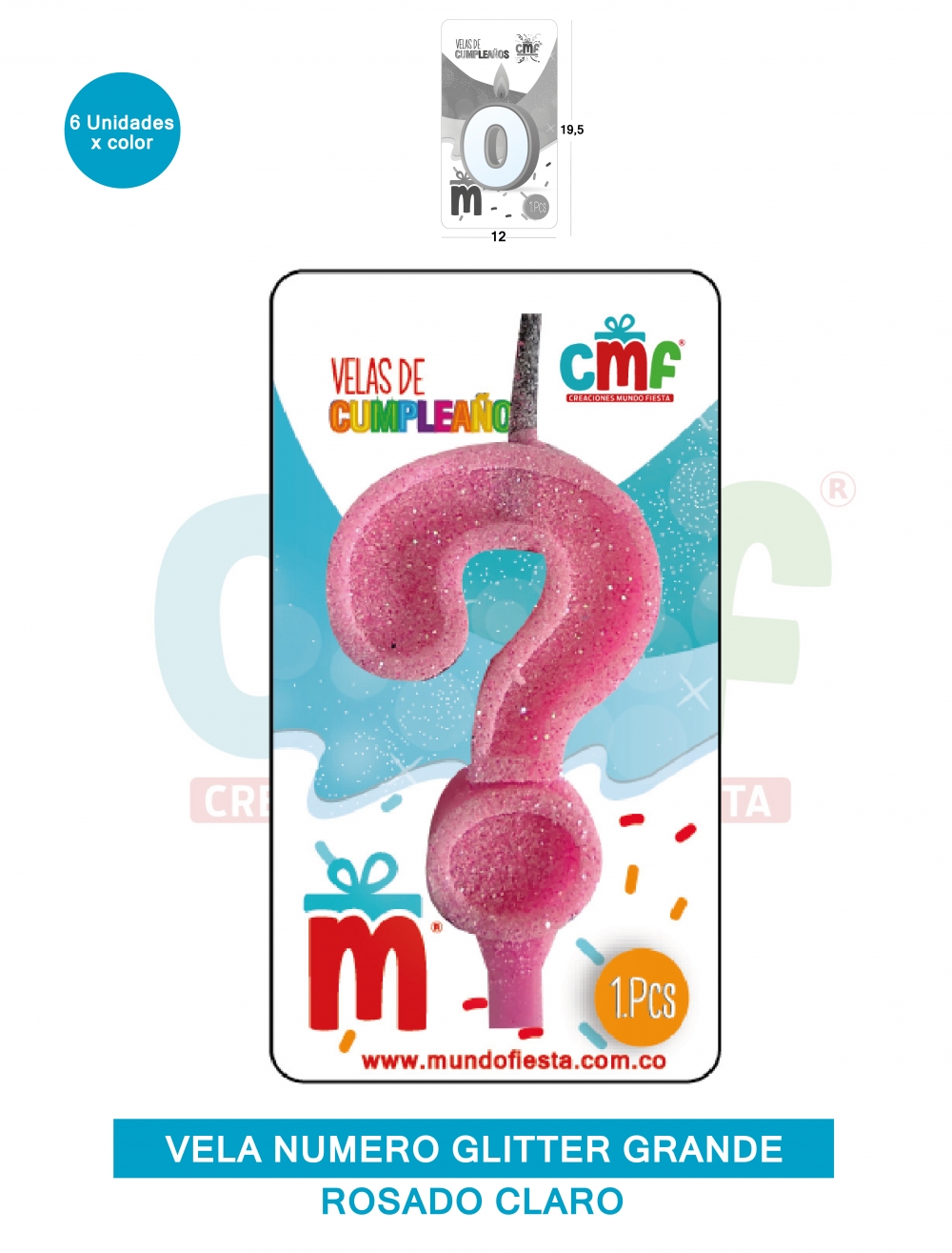 VELA ESCARCHADA NUMERO GRANDE  ROSADO SUAVE ?