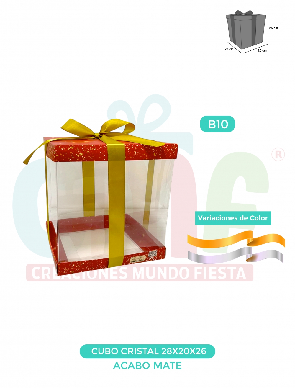 CAJA CUBO CRISTAL GRANDE 28X20X26 MATE B10