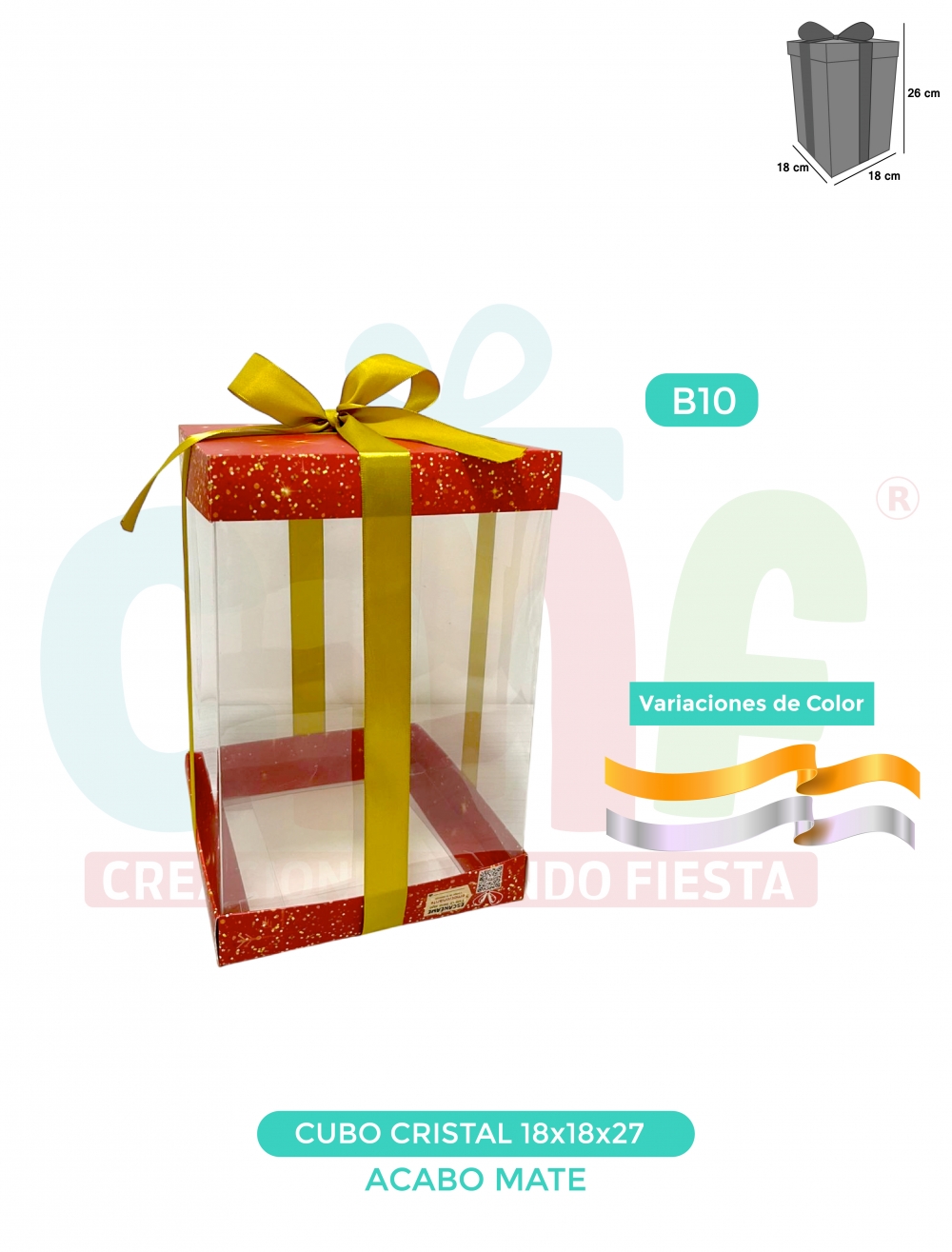 CAJA CUBO CRISTAL MEDIANA 18X18X27 MATE B10