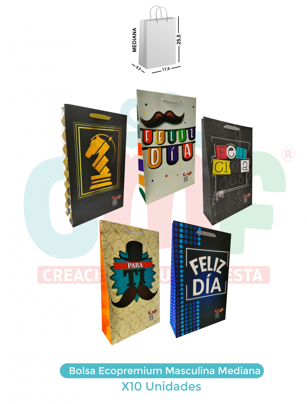 BOLSA ECOPREMIUM MEDIANA X10  MASCULINOS